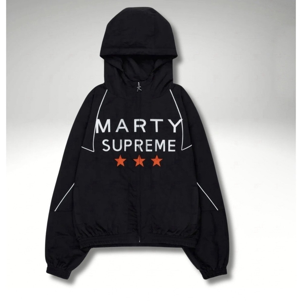 Marty Supreme Hooded Jacket Men's Size Large Black Windbreaker Costume